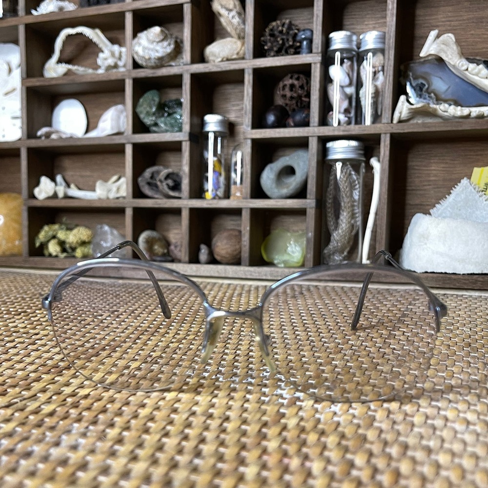 Vintage 80s Glasses Silver Toned Frames Large Lenses Italian Holiday Optics